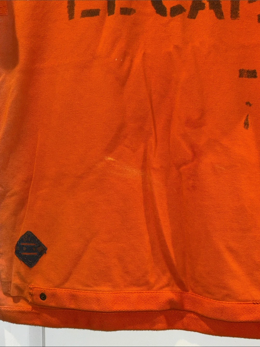 Vintage Ralph Lauren Orange Polo with Patches and Stenciled Graphics